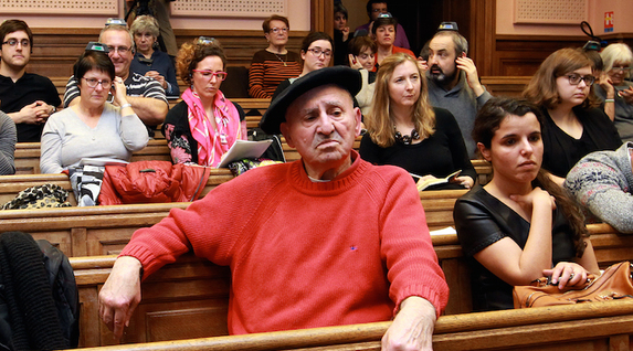En París, en la Universidad de la Sorbona, en una conferencia sobre los presos políticos vascos e irlandeses, en 2016. (Bob EDME)