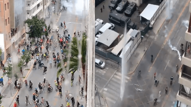 [VIDEO] Manifestación de ciclistas en el centro de Santiago fue duramente reprimida por Carabineros
