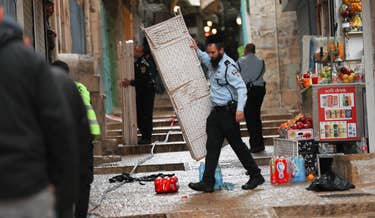 The scene of the attack, Sunday.