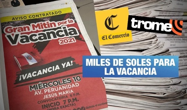 Perú. Anuncios golpistas en Grupo El Comercio costaron más de S/ 87 mil